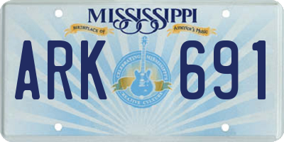 MS license plate ARK691