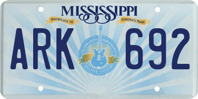 MS license plate ARK692