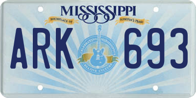 MS license plate ARK693