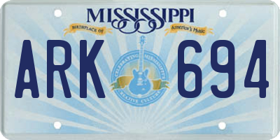 MS license plate ARK694
