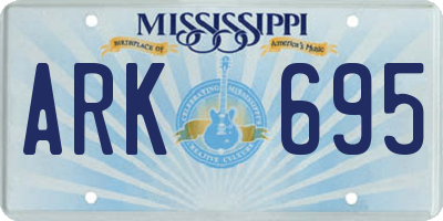 MS license plate ARK695