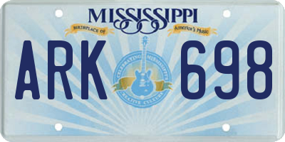 MS license plate ARK698