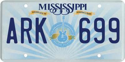 MS license plate ARK699