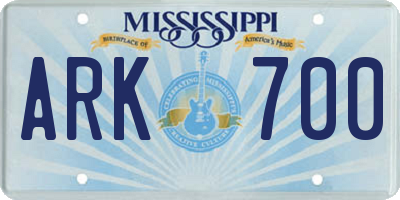 MS license plate ARK700