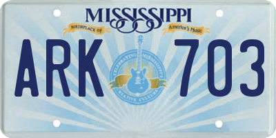 MS license plate ARK703