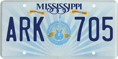 MS license plate ARK705