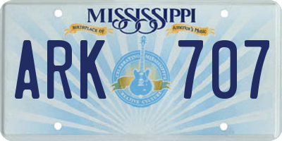 MS license plate ARK707
