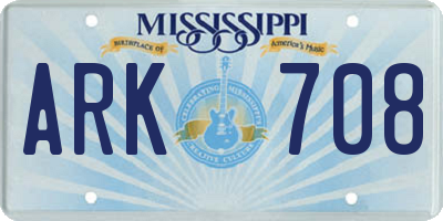 MS license plate ARK708