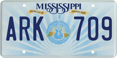 MS license plate ARK709