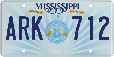 MS license plate ARK712