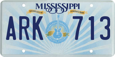 MS license plate ARK713