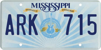 MS license plate ARK715