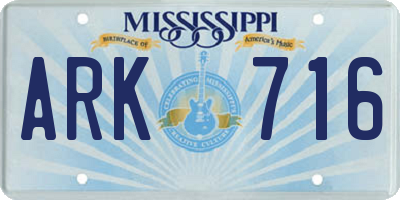 MS license plate ARK716