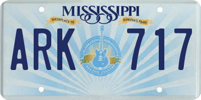 MS license plate ARK717