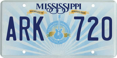 MS license plate ARK720