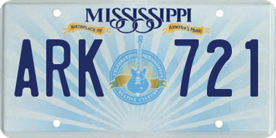 MS license plate ARK721