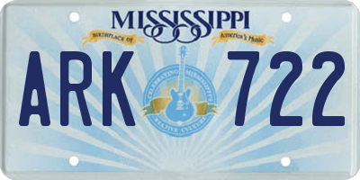 MS license plate ARK722