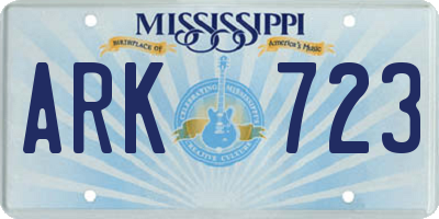 MS license plate ARK723