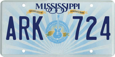 MS license plate ARK724