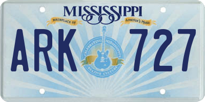 MS license plate ARK727