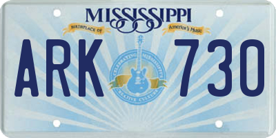 MS license plate ARK730