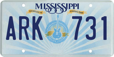 MS license plate ARK731