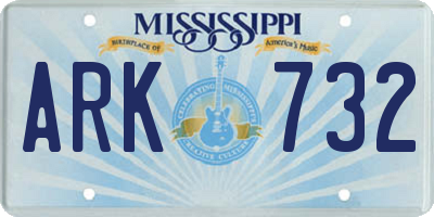MS license plate ARK732