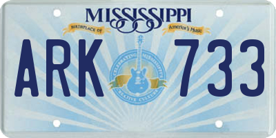MS license plate ARK733