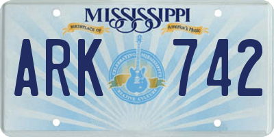 MS license plate ARK742