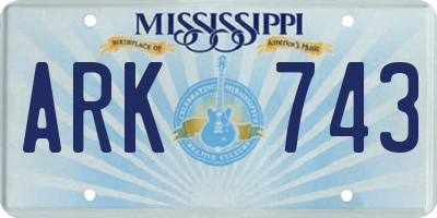 MS license plate ARK743