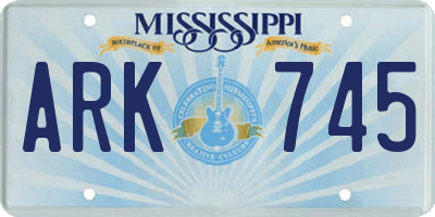 MS license plate ARK745