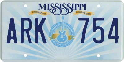 MS license plate ARK754