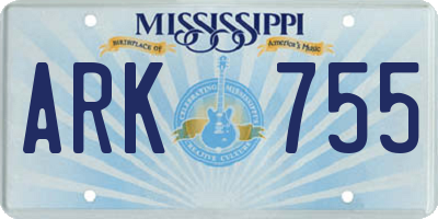 MS license plate ARK755