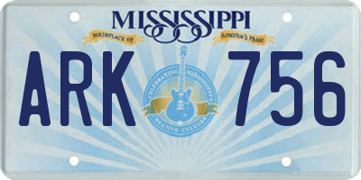 MS license plate ARK756