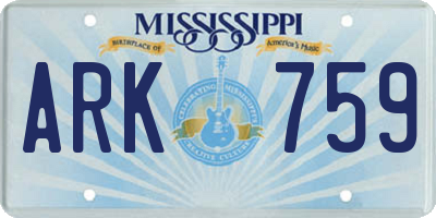 MS license plate ARK759