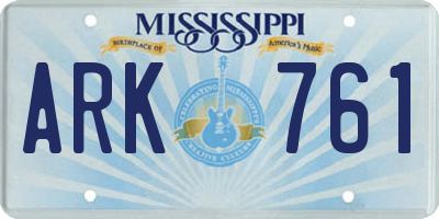 MS license plate ARK761