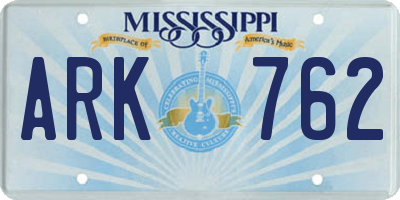 MS license plate ARK762