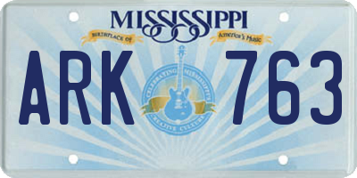 MS license plate ARK763