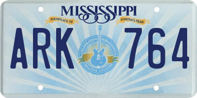 MS license plate ARK764