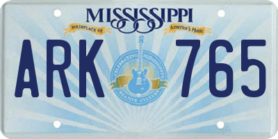 MS license plate ARK765