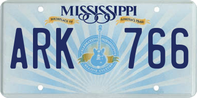 MS license plate ARK766