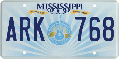MS license plate ARK768