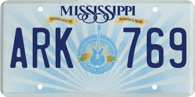 MS license plate ARK769