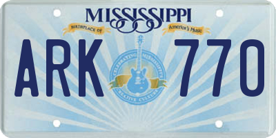 MS license plate ARK770