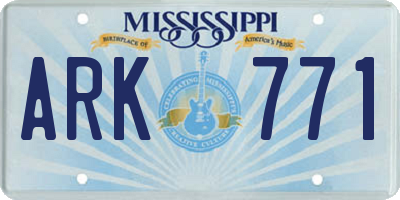 MS license plate ARK771