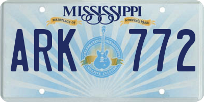 MS license plate ARK772