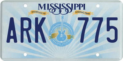 MS license plate ARK775