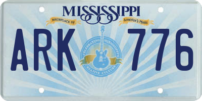 MS license plate ARK776