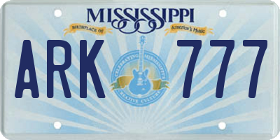 MS license plate ARK777