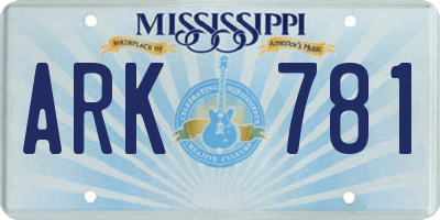 MS license plate ARK781